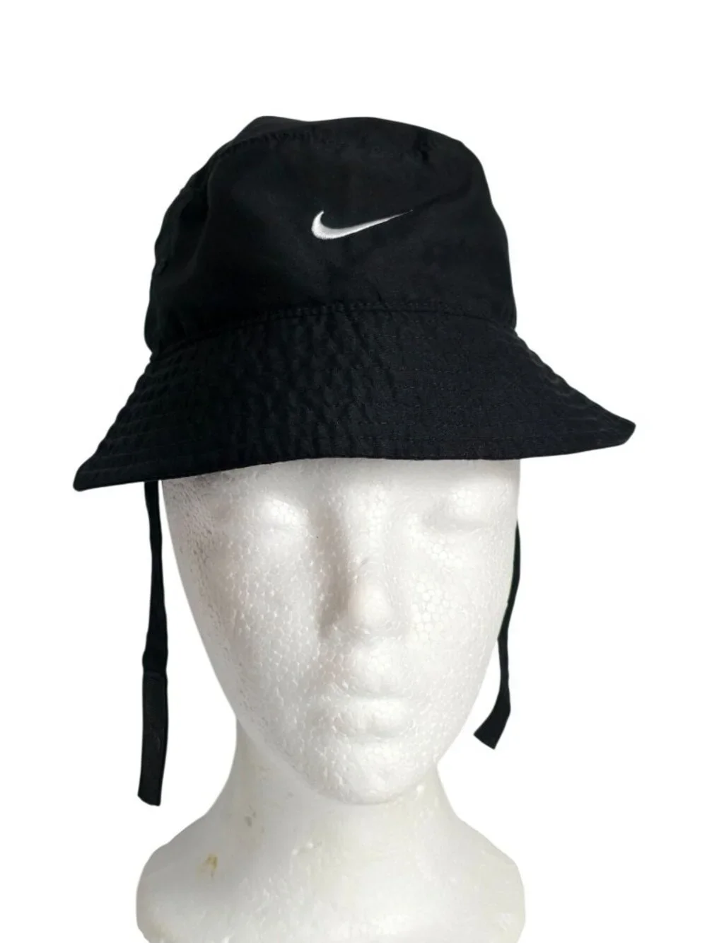 Nike Infant Apex Bucket Hat Black White Swoosh Chin Strap Embroidered Baby Beach